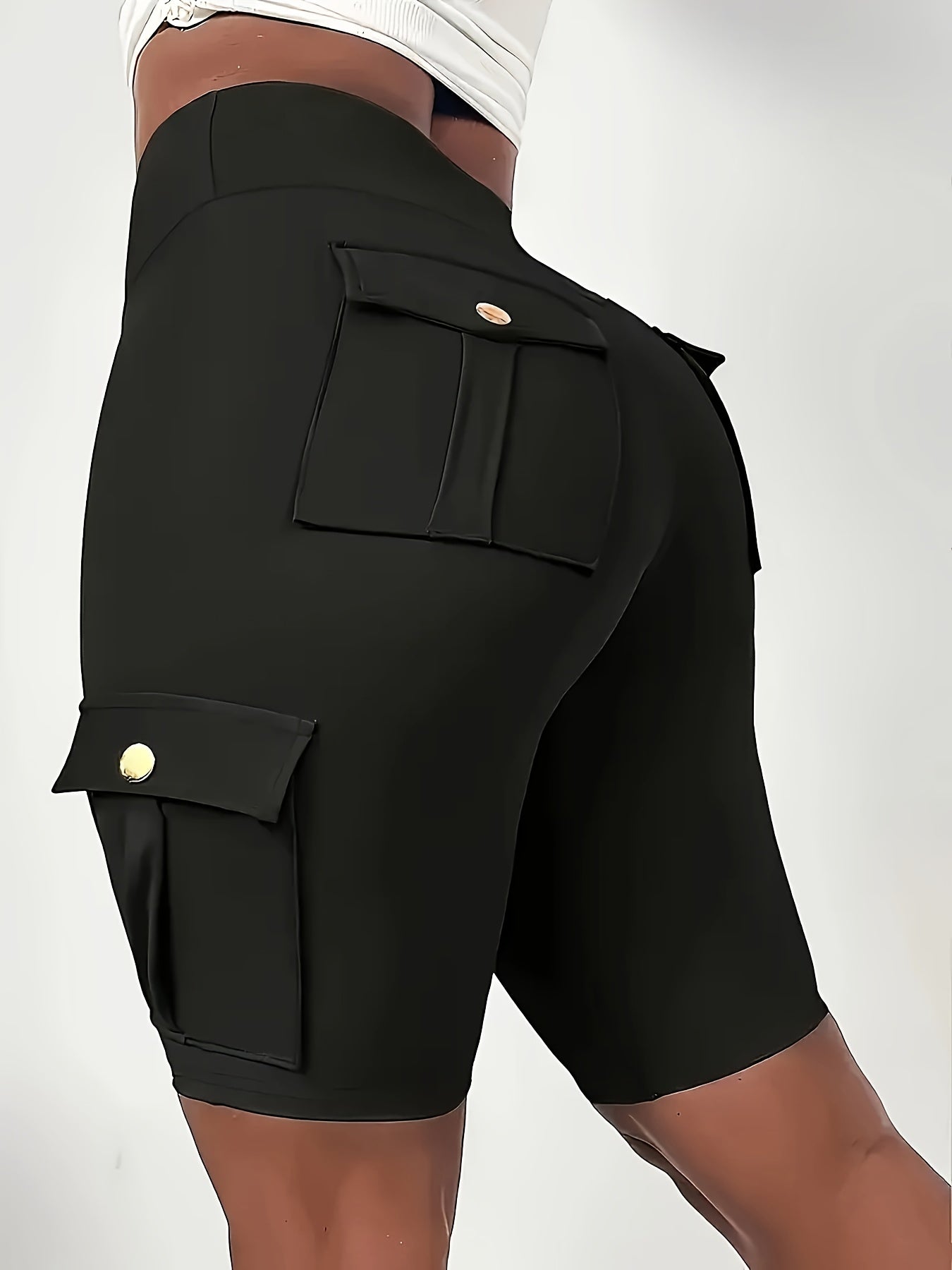 High Waist Yoga Shorts for Women with Pocket Athletic Sports Workout Running Shorts Soft Stretch S-XXL