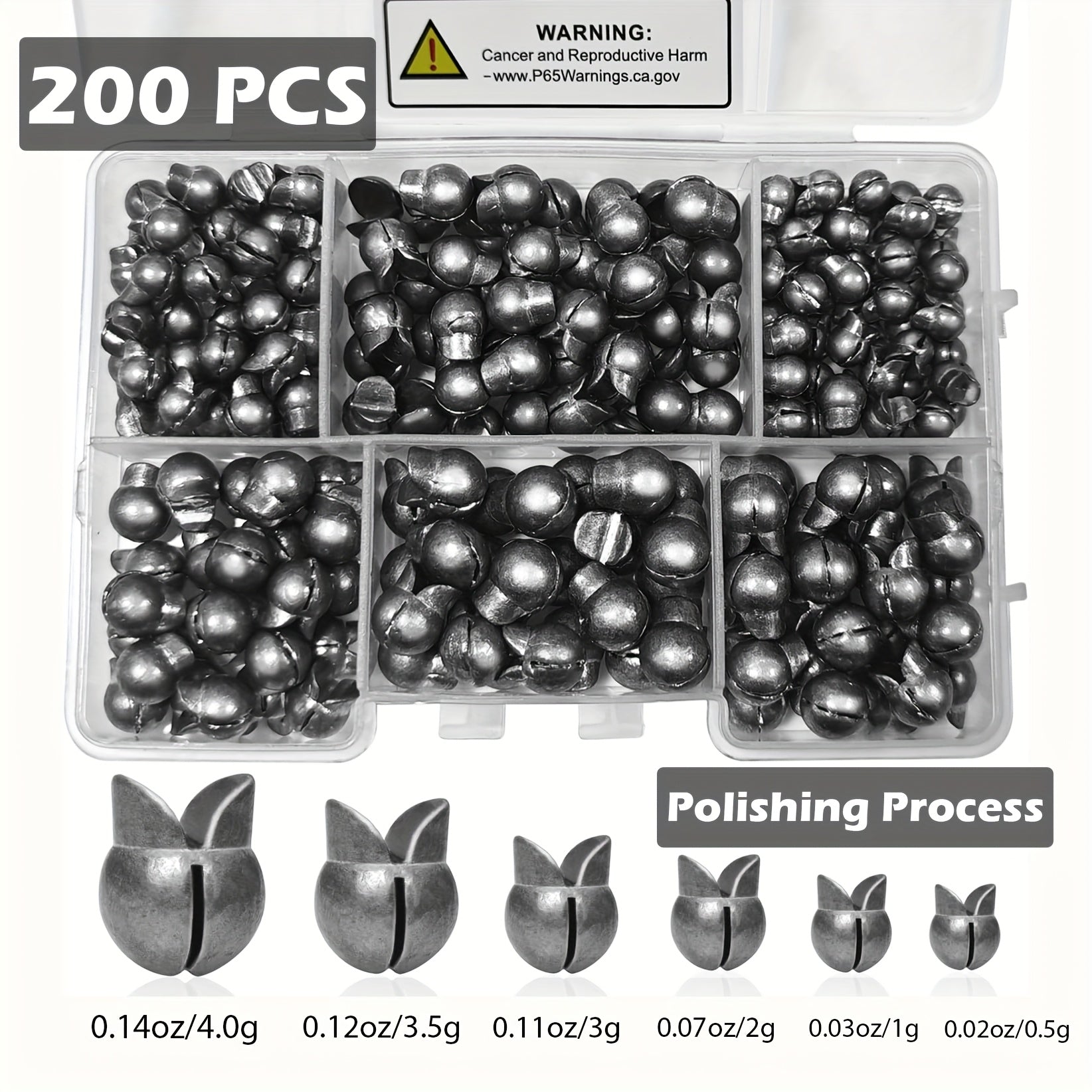Fishing Weights Sinkers 200PCS Split Shot Sinkers Round Removable Fishing Sinkers Set 6 Sizes Carp Coarse Ice Lure Fly Fishing Tackle Accessories