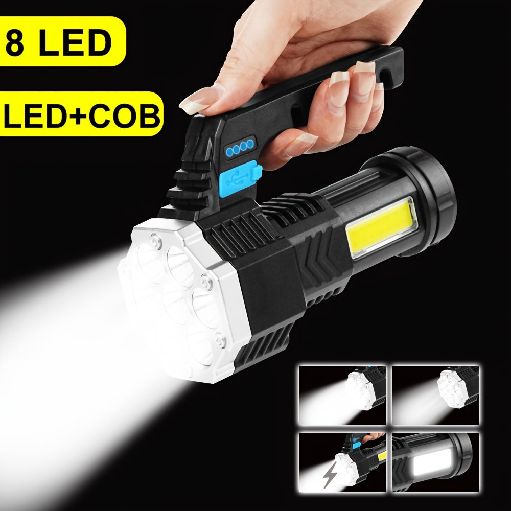USB Rechargeable LED Flashlight Quad-Core 4 Modes Aluminum Camping Torch – Compact Bright Flashlight for Hiking Emergency Home Use 1-Pack or 2-Pack