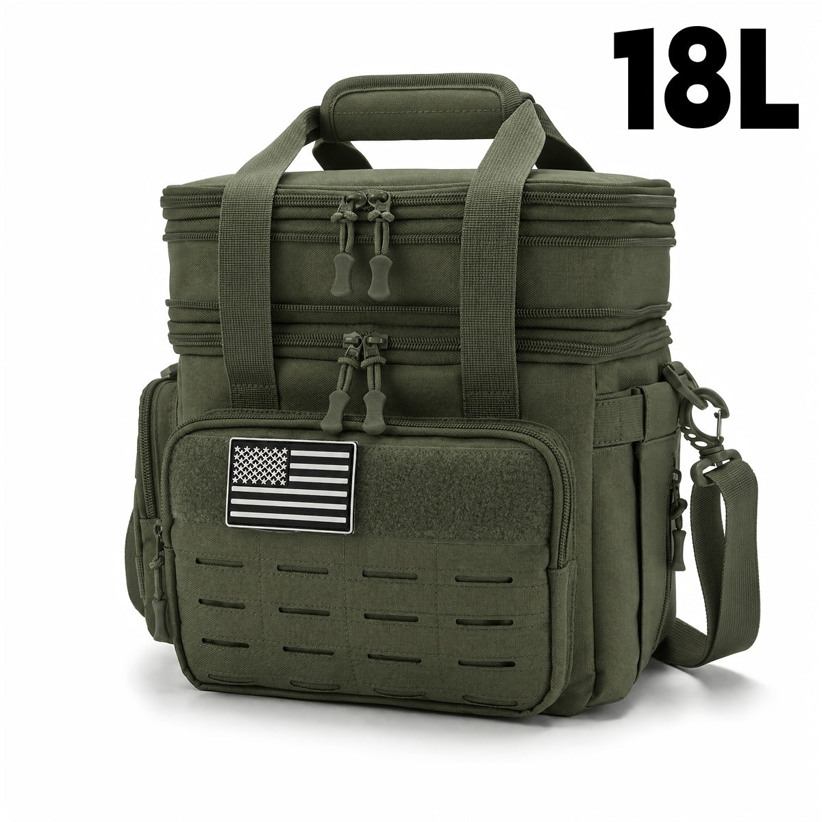 Tactical Insulated Lunch Bag for Men Women with MOLLE Webbing – Large Leakproof Cooler Bag 18L / 3.7gal Expandable Double Compartment Meal Prep Bag for Work Camping Hiking Picnic