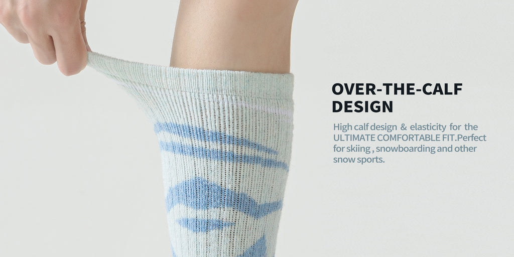 3-Pack Wool Ski Socks Knee High Thermal Winter Socks for Men & Women – Thick Warm Striped Socks for Skiing, Snowboarding & Outdoor Sports, M/L