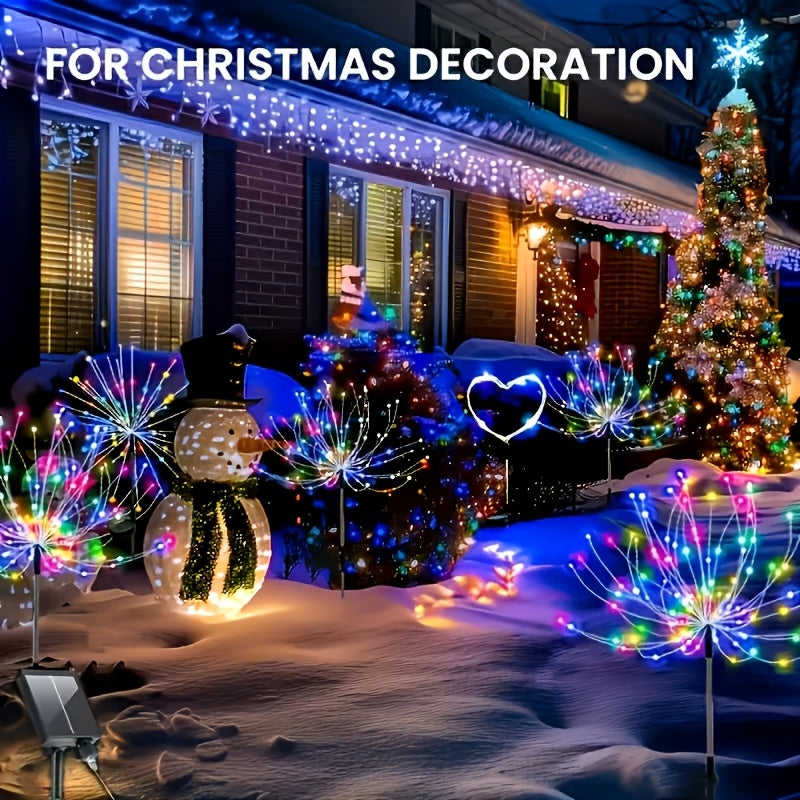 Solar Firework Lights DIY Copper Wire 4-Pack – 240 LED, IP65 Waterproof, 8 Modes, Flexible Shape Design for Garden, Lawn, Patio & Pathway | Christmas, Halloween & Thanksgiving Decor