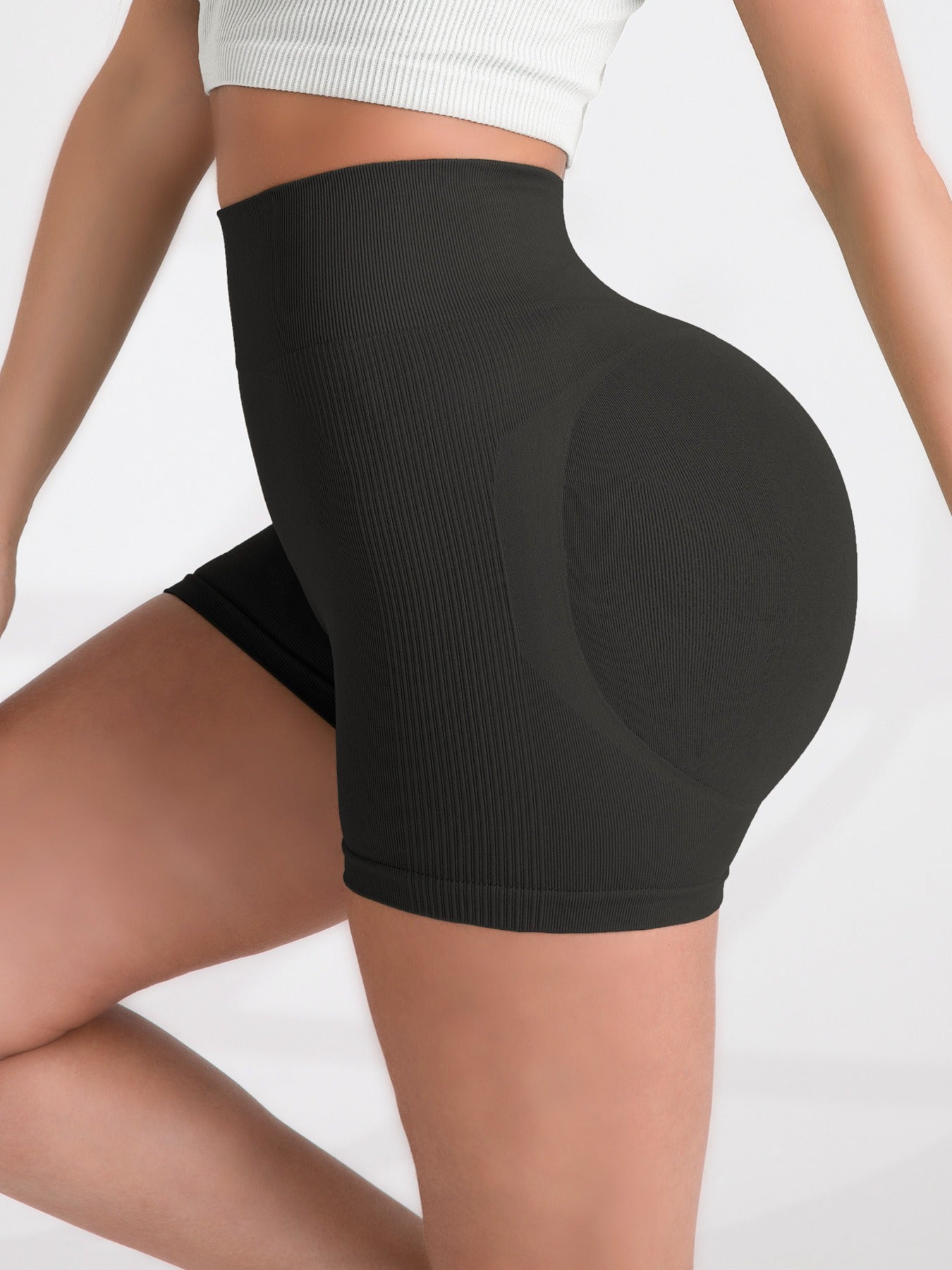 Women's High-Waist Athletic Shorts 5 Pack – Breathable Sweat-Wicking Polyamide Workout Shorts for Running Yoga Gym Training, High Stretch Comfortable Fit, Sizes S-XXL