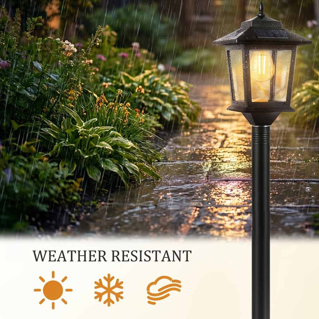 Solar Lamp Post Lights Outdoor 2 Pack 63-Inch – IP44 Waterproof, 1800LM Warm White, Replaceable Bulb, Decorative Pole Lights for Garden, Patio, Pathway, Driveway & Front Door | Christmas Decor