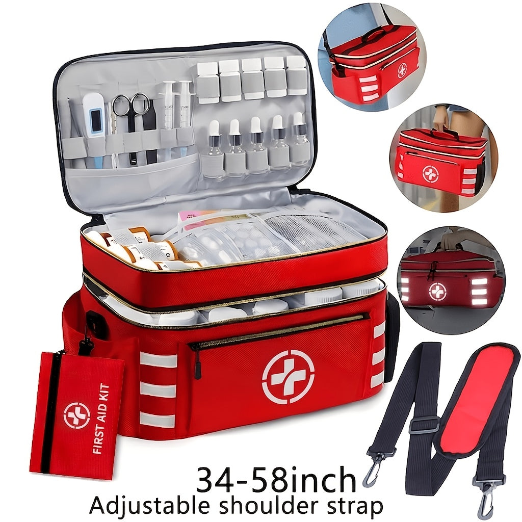 First Aid Kit Bag Medicine Storage Organizer Multi-Compartment – Empty Bag for Home Travel Camping Car Emergency Preparedness