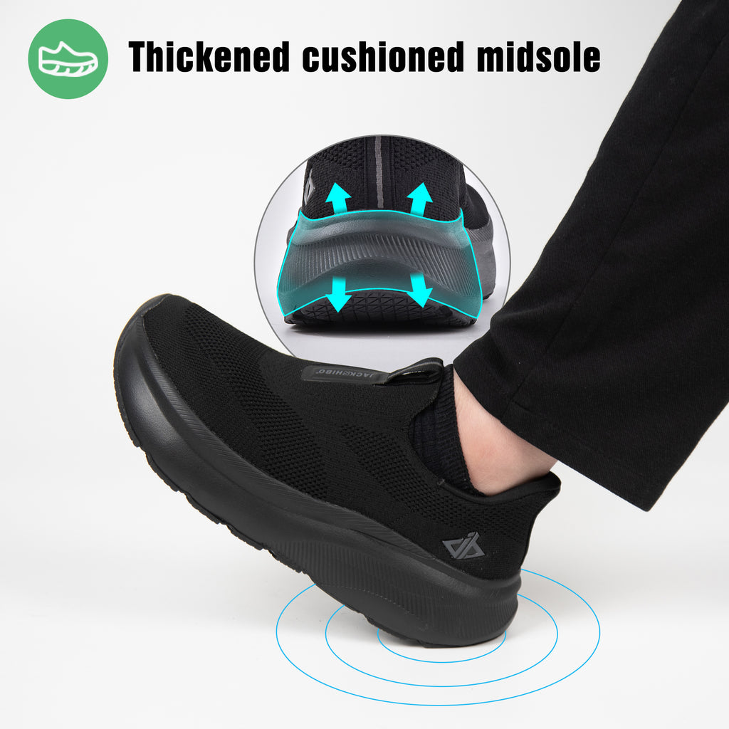 Mens Slip-In Hands Free Sneakers – Wide Toe Box, Arch Support, Orthopedic Walking Shoes with Zero Drop Sole & Metatarsal Pads, US 8-13