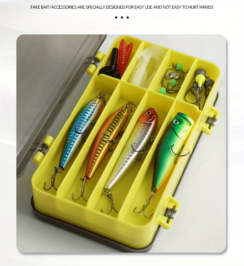 Fishing Tackle Box Two-Sided Storage Portable - Multi-Functional Lure Organizer for Bass Trout Freshwater Saltwater Fishing, Large & Extra Large Sizes, Orange Red Yellow Blue Black White