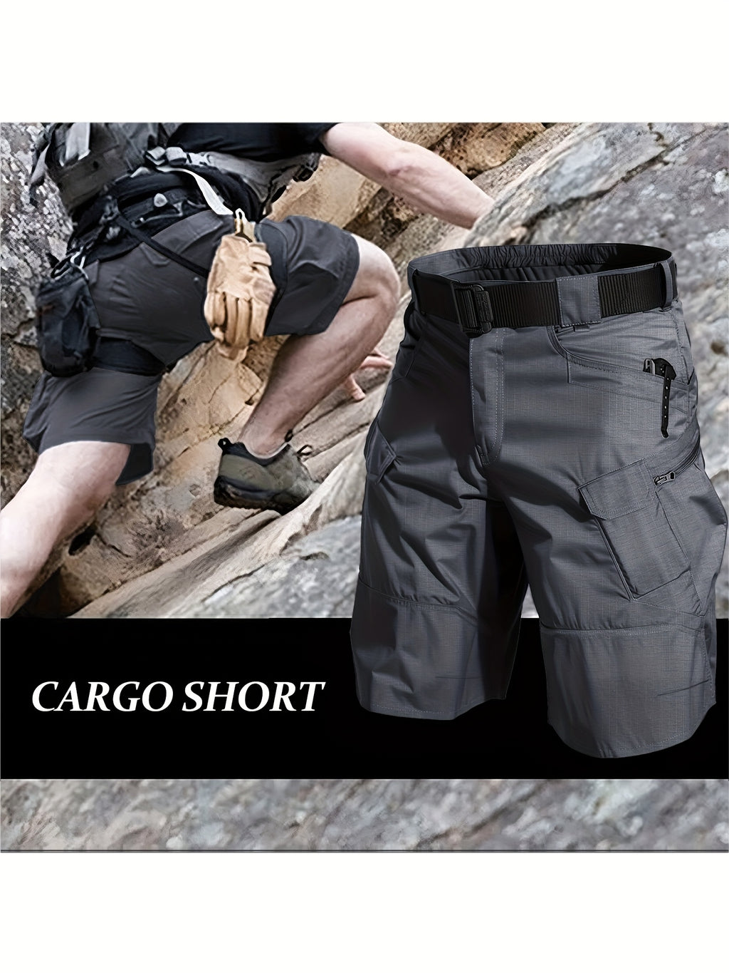 Men's Cargo Shorts Breathable Quick Dry Tactical Work Shorts Multi-Pocket S-XXXL – Outdoor Hiking Fishing Camping Military Style Shorts for Men Black Khaki Grey Green