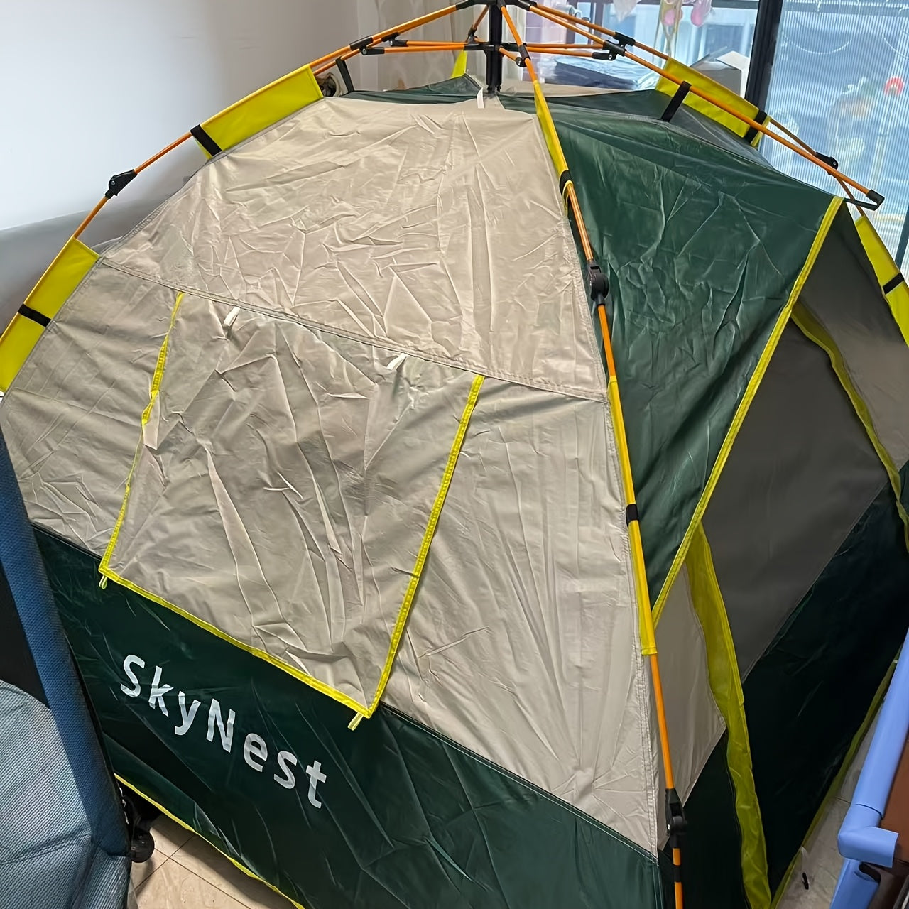 SKYNEST Instant Setup Camping Tent 1-4 Person All Season with Dual Doors & Mesh Windows – Windproof Lightweight Pop Up Tent for Camping Hiking Hunting
