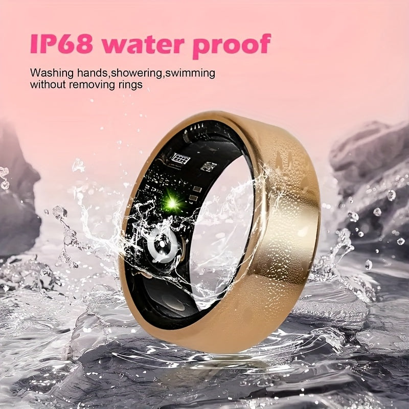 Smart Ring Fitness Tracker - Bluetooth 5.3 Health Monitoring Ring with 100+ Sports Modes, HRV Heart Rate, Stress Monitor, Body Temperature, IP68 Waterproof, iPhone & Android Compatible, Sizes 7-13