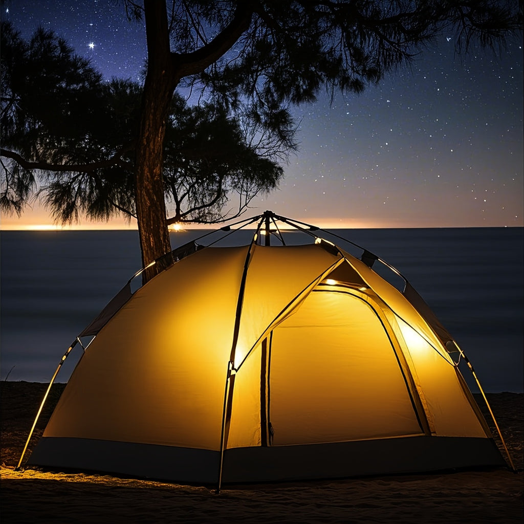 Pop Up Beach Tent Automatic Instant Setup Sun Protection Lightweight Portable Camping Tent 2 Doors for Beach Hiking Picnic Music Festival Outdoor Adventures All Season