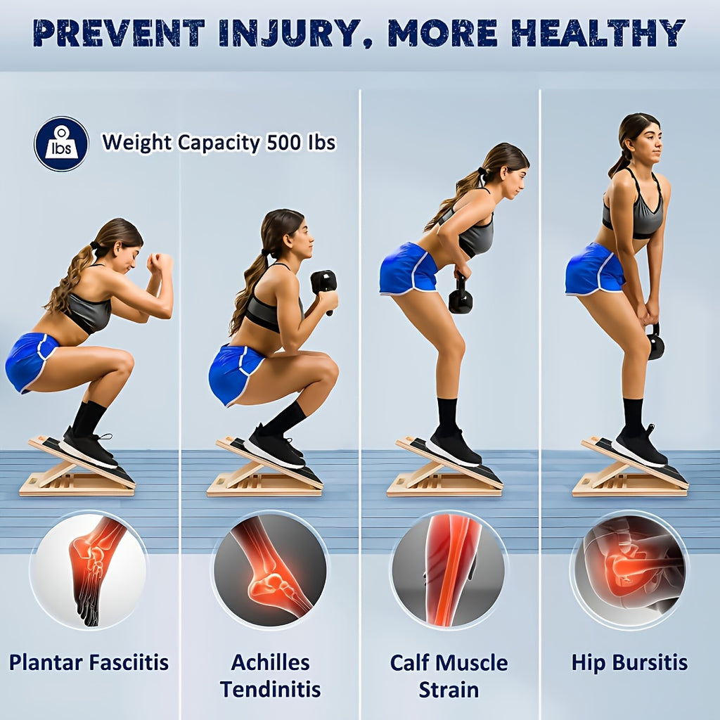 Adjustable Slant Board for Calf Stretching – Portable Wooden Incline Wedge with Non-Slip Surface for Squats, Ankle Mobility, Heel Stretch & Physical Therapy, All Fitness Levels
