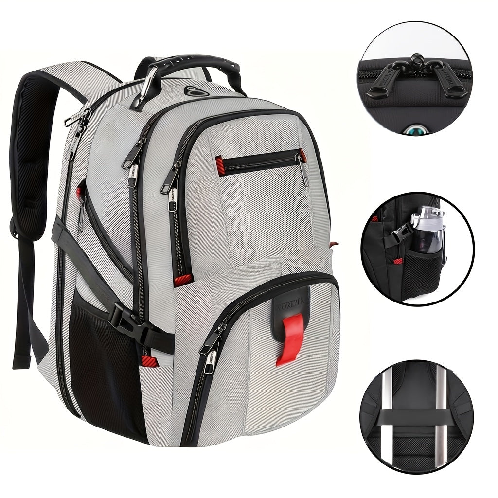 50L Extra Large Travel Backpack Fits 17" Laptop – Airline Approved, 3-Compartment Business & College Backpack for Men & Women, School, Work & Travel