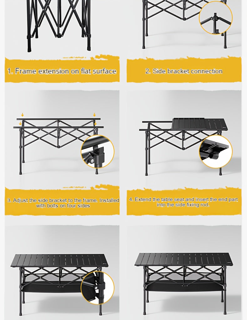 Portable Camping Picnic Table with Carry Bag – Foldable Roll-Up Outdoor Table for Beach, Backyard, Barbecue, Patio & Picnic