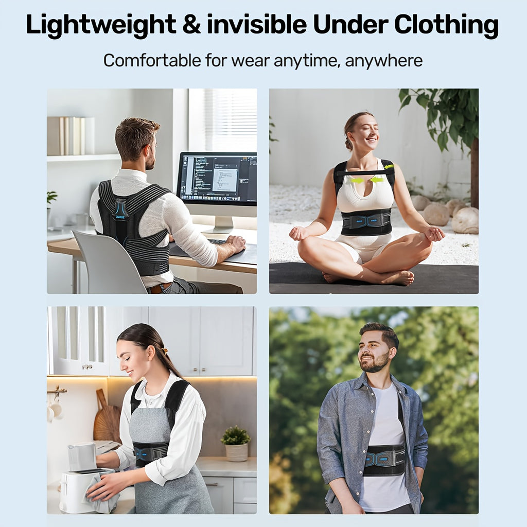 Adjustable Posture Corrector Vest – Shoulder Straightening Brace with Padded Cushions & Soft Underarm Bands, Unisex Back Support for Daily Wear, Sizes S-XL