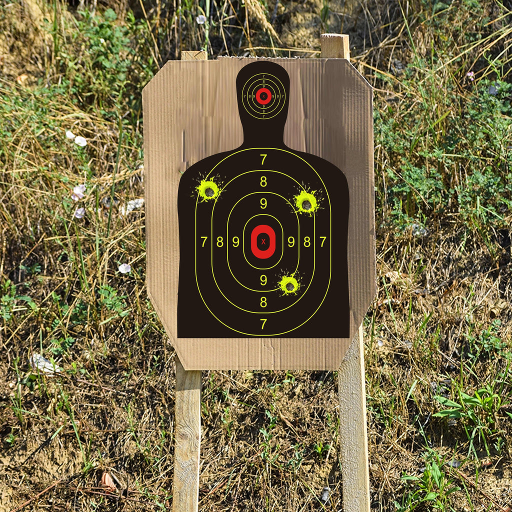 Splatter Targets 12x18 Inch Silhouette Shooting Targets Fluorescent Yellow Self-Adhesive for BB Guns Airguns Rifles Pistols Indoor Outdoor Range Practice 10 20 50 100 Pack