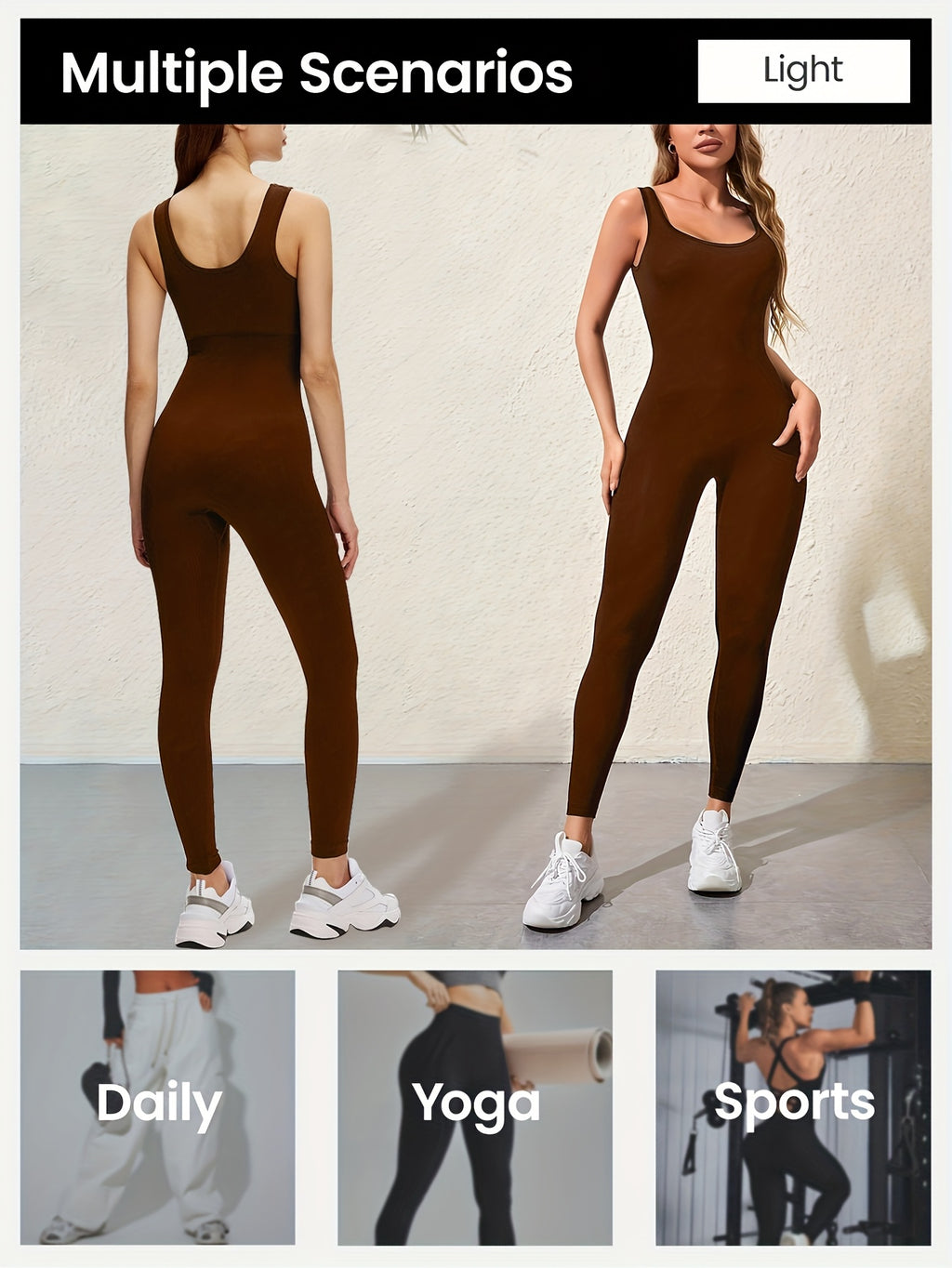 Women's Sleeveless Square Neck Jumpsuit 90% Nylon Stretch Bodysuit for Yoga Pilates Running Fitness Exercise Gym Workout One Piece S M L XL Multicolor