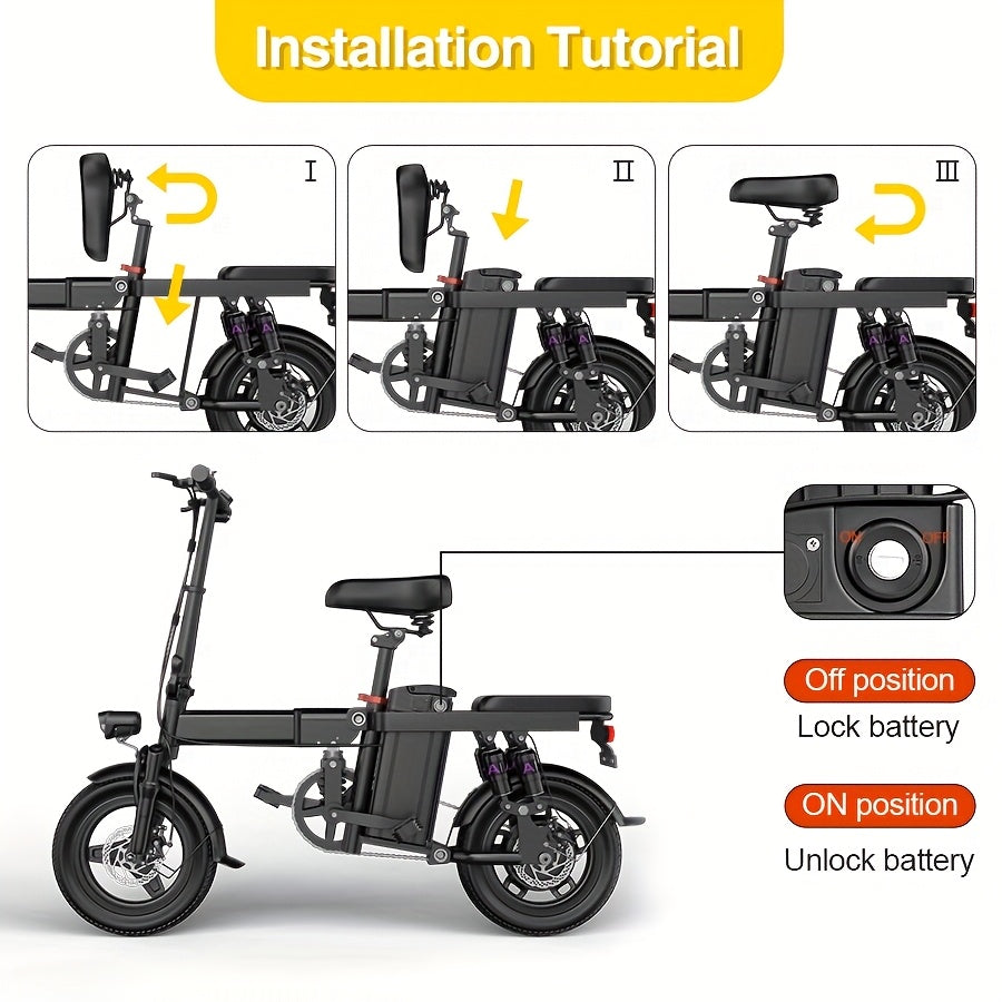 48V 15Ah E-Bike Lithium Battery Pack - Up to 40KM Range - Compatible with 250W 500W 750W Motors - Includes Charger Battery Base & Slide Kit - Electric Bicycle Battery for GS5 GE5 GS3 Models