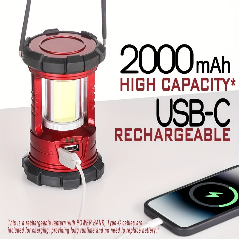 Rechargeable Camping Lantern 2-Pack – 1500LM LED Camp Light with Phone Charger 3 Light Modes Portable Hurricane Lantern for Emergency Outdoor Power Outage