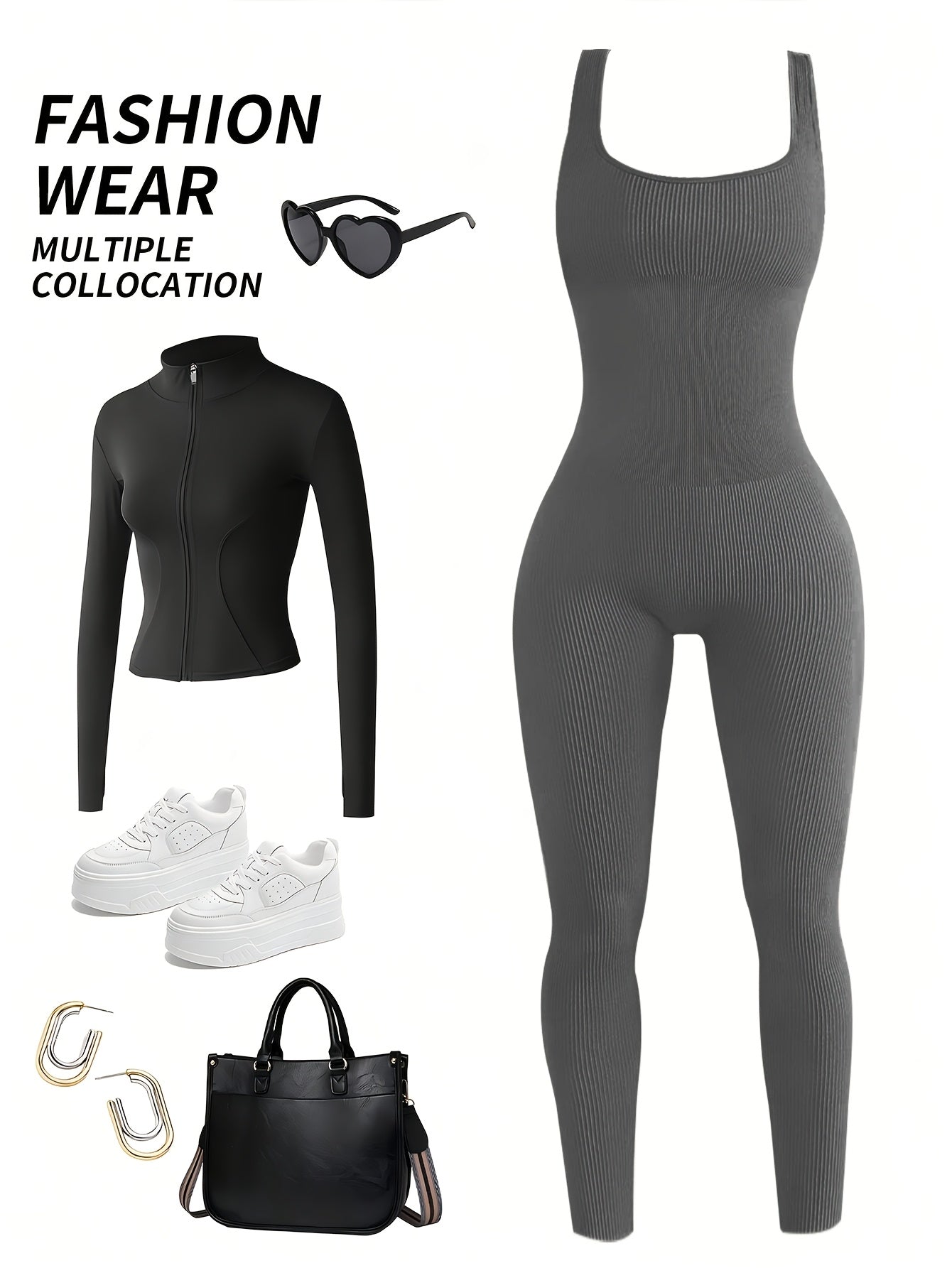 Women's Sleeveless Square Neck Jumpsuit 90% Nylon Stretch Bodysuit for Yoga Pilates Running Fitness Exercise Gym Workout One Piece S M L XL Multicolor