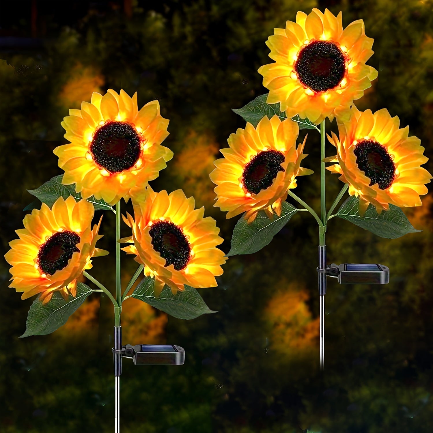 Solar Sunflower Garden Lights 2 Pack Outdoor LED Stake Lights IP65 Waterproof Auto On/Off – Decorative Solar Powered Flower Lights for Yard, Lawn, Pathway & Garden