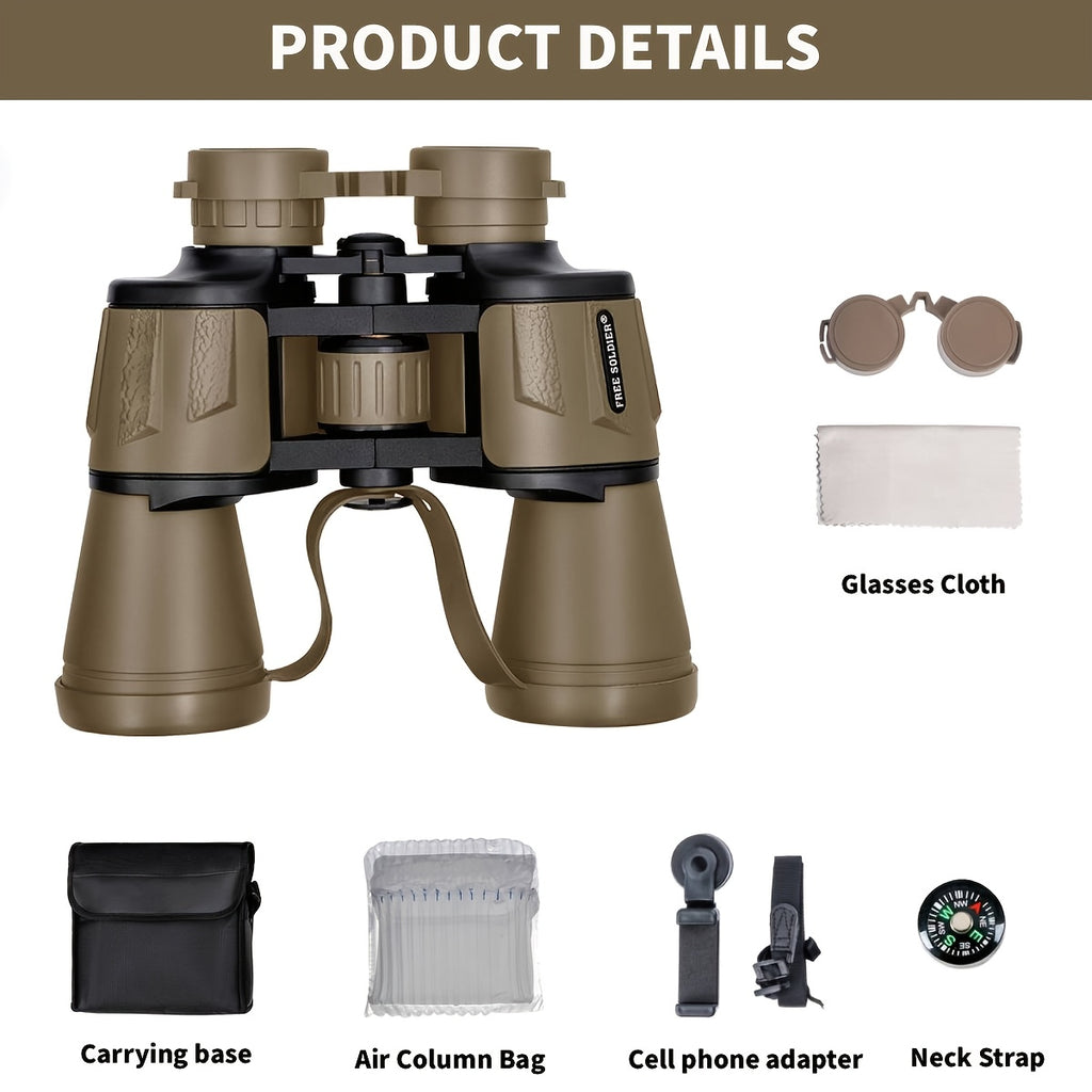 High-Powered Binoculars for Adults with Phone Adapter Bird Watching Travel Hiking Concerts Includes Carry Case and Strap Compact Lightweight Optics Black Green Mud