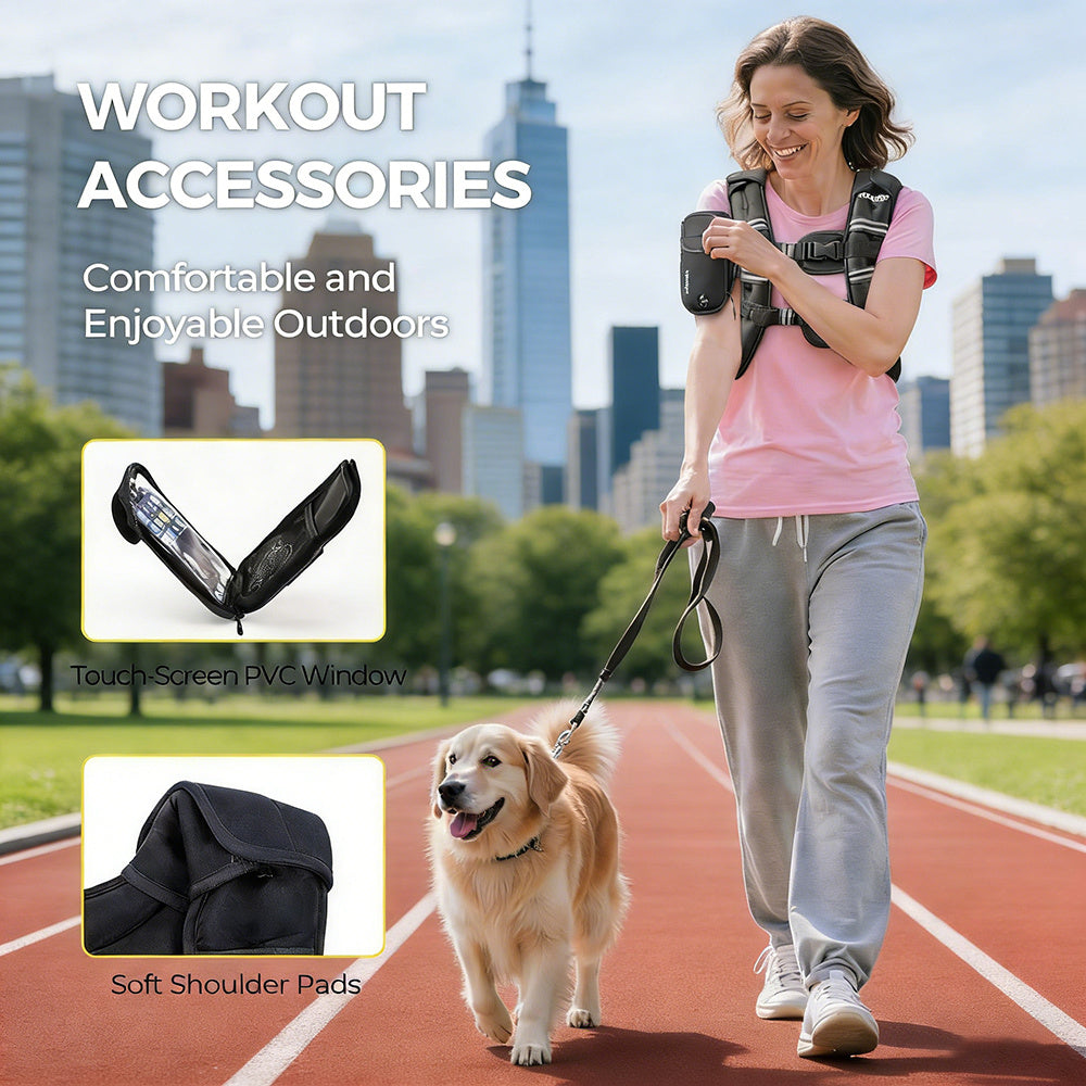 Weighted Vest 8 12 16 lb Reflective Slim Fit with Phone Pouch – Running Gym Strength Training Core Fitness Unisex Men Women