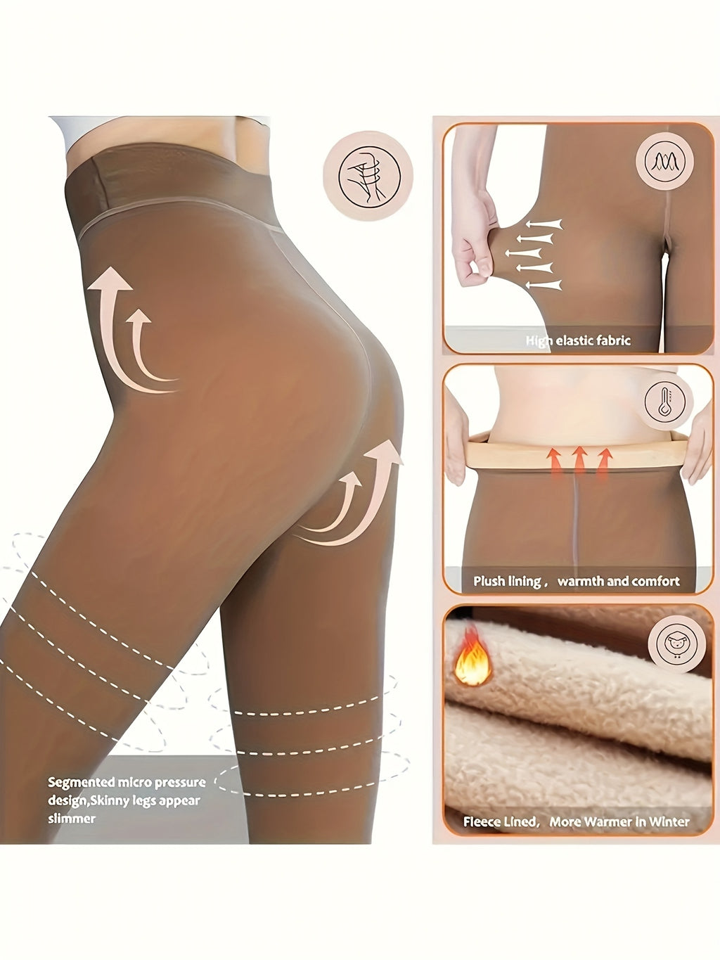 Fleece Lined Tights Women 2 Pack – Winter Warm Pantyhose, High Waist, Soft Stretch Leggings for Sports & Everyday Wear | Black, Tawny, Coffee, Rust | S–XXL