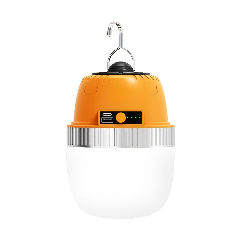 LED Camping Lantern USB Rechargeable – Ultra Bright Hanging Tent Light with Built-In Battery & Emergency Phone Charger for Camping, BBQ, Patio & Outdoor Use | Orange