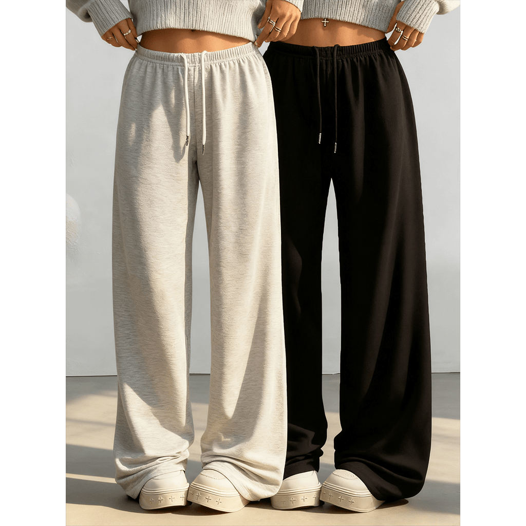 Women's Wide Leg Sweatpants 2-Pack Elastic Waist Loose Casual Joggers with Pockets for Workout Training Loungewear All Season S M L XL XXL Mixed Colors
