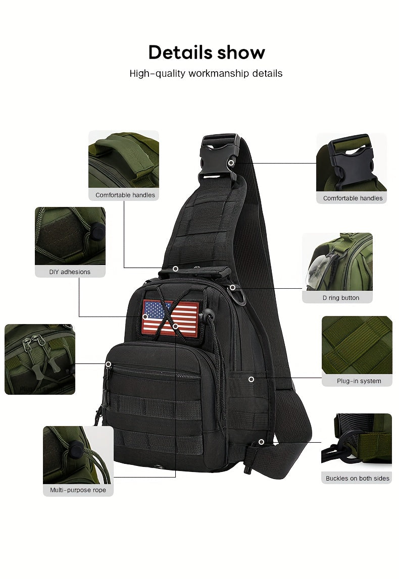 Men's Sling Bag Lightweight Crossbody Chest Pack, Multi-Pocket Shoulder Bag with Adjustable Strap for Cycling Hiking Travel EDC, Compact Outdoor Daypack for Men