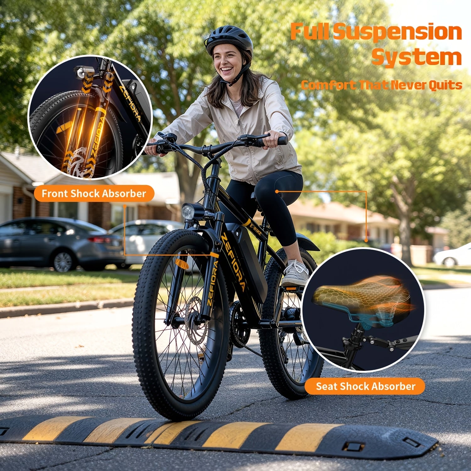 Electric Mountain Bike for Adults 26 Inch 25MPH E-Bike with 48V Removable Battery Shimano 7-Speed 3 Riding Modes Front Suspension - Electric Bicycle with Optional Lock & Phone Mount