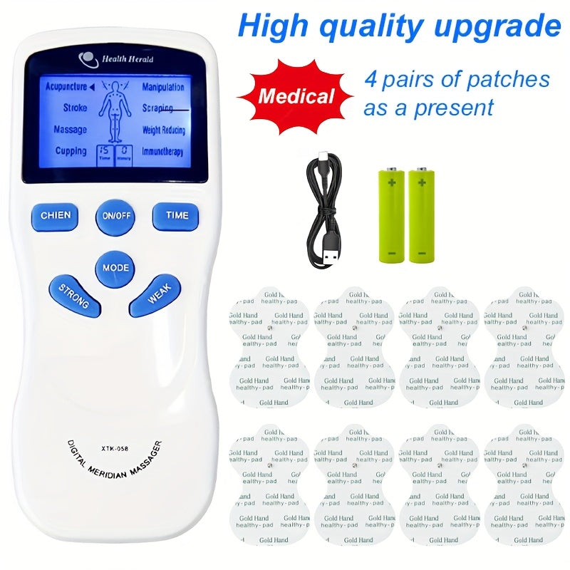 TENS EMS Dual Channel Muscle Relief Pulse Massager - 8 Electrodes, 6 Modes, Pain Relief for Shoulders, Back & Knees, Portable Electric Muscle Stimulator for Recovery & Relaxation