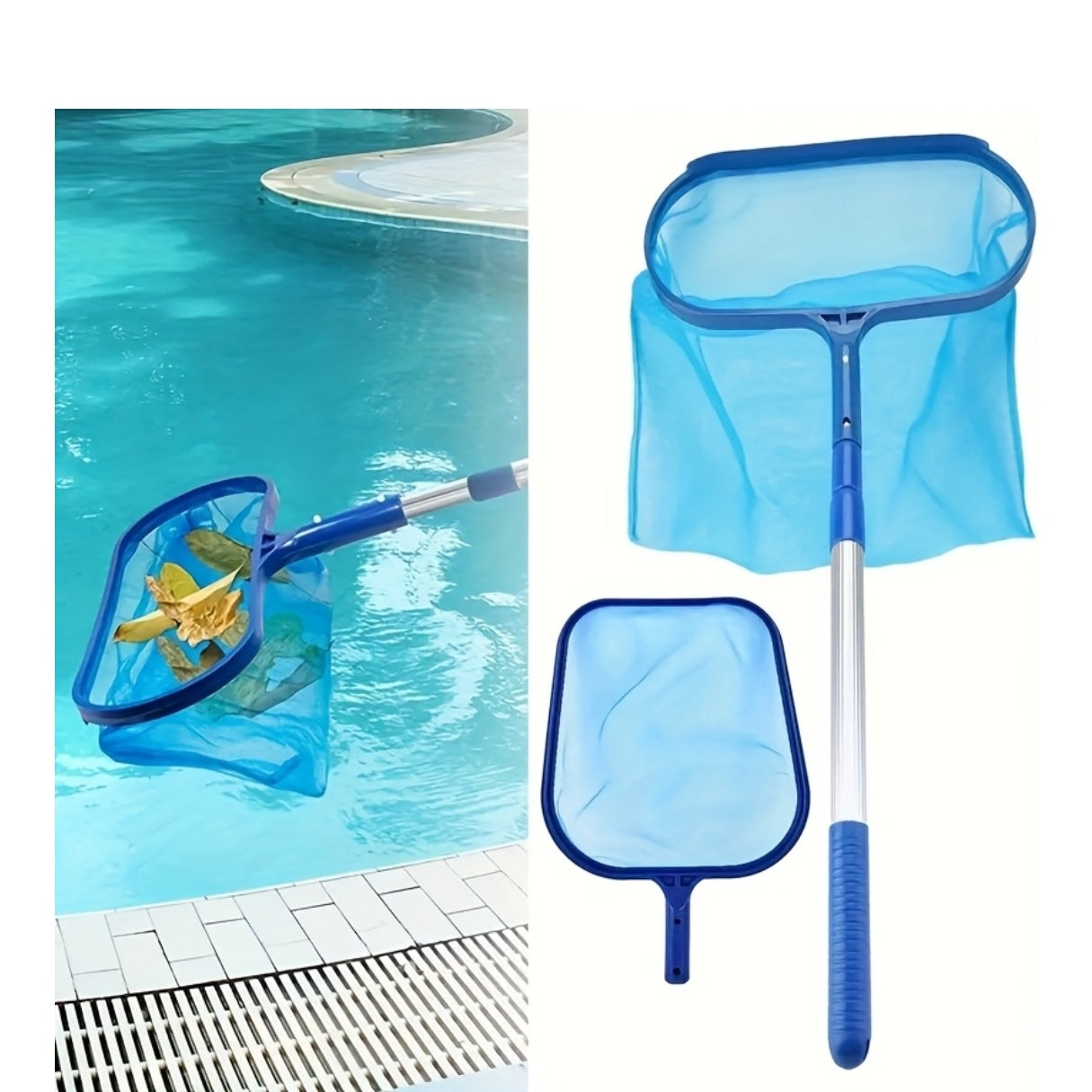 Pool Skimmer Net Set 3 Pack with Adjustable 17-40 Inch Telescopic Pole, Fine Mesh Leaf Skimmer for Swimming Pool Hot Tub Spa Fountain, Pool Cleaning Net with Extendable Handle