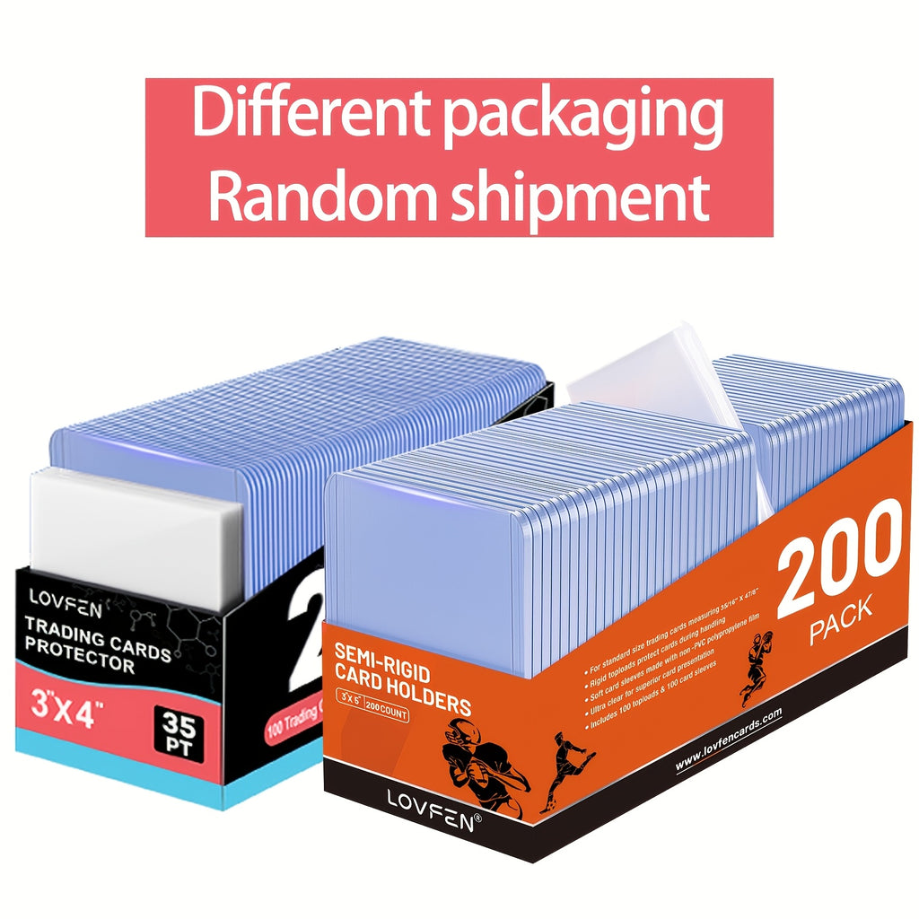Card Top Loaders & Sleeves 200ct Set 3x4 Hard Plastic Holder Penny Sleeves for Baseball Football Basketball Pokemon Trading Cards Grading Prep Collector Gift