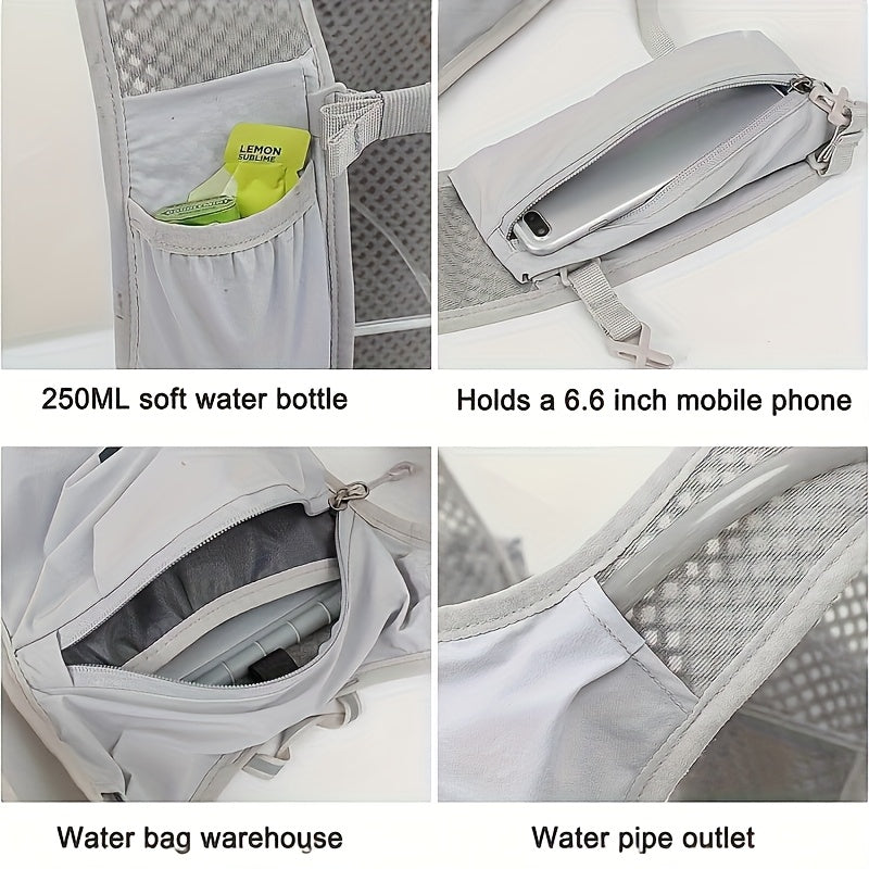 Breathable Hydration Vest Backpack for Running Cycling & Hiking – Lightweight Water Bag Sports Vest for Trail Marathon Triathlon Off-Road, Unisex Men & Women, Gray & Black