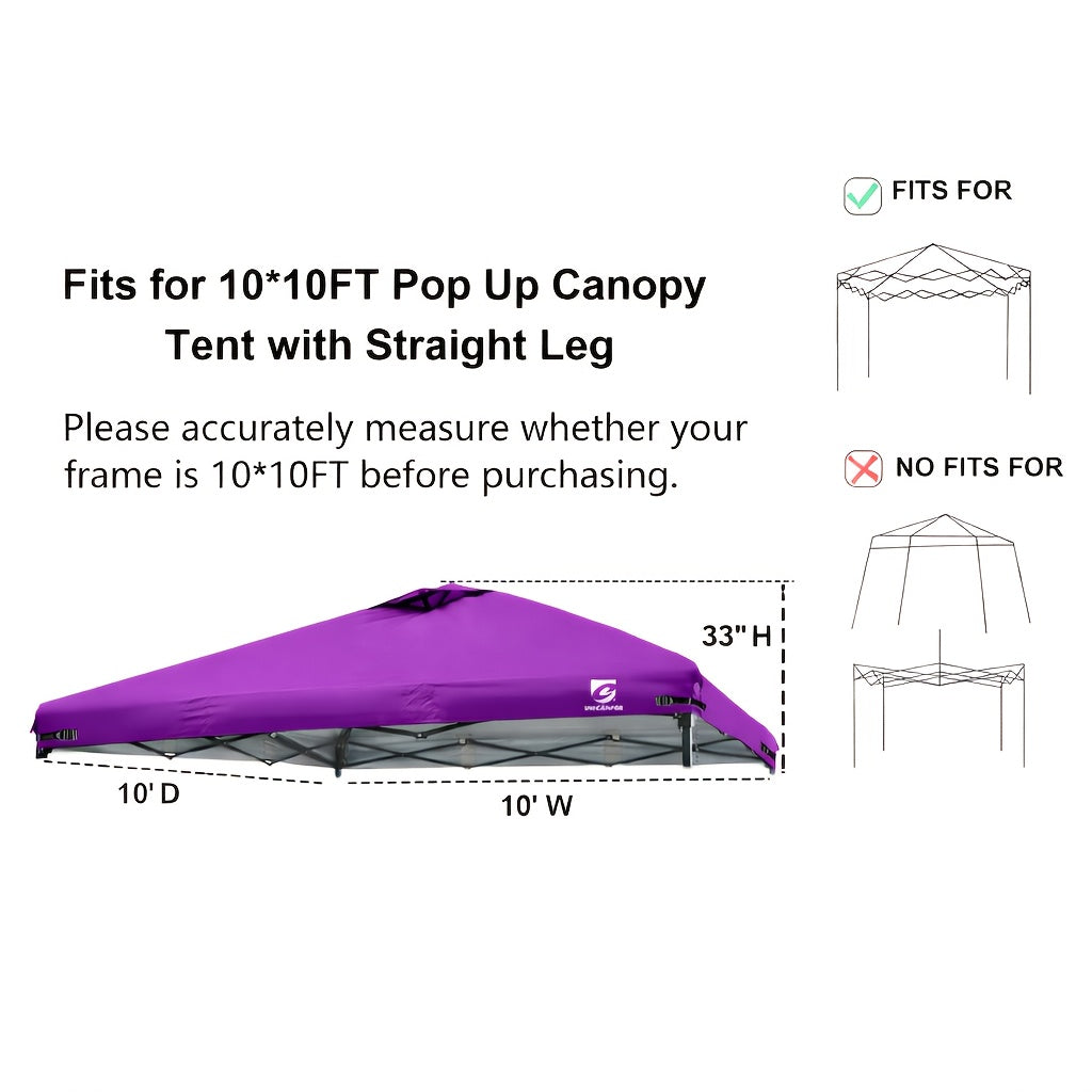 10x10 FT Canopy Replacement Top Cover Waterproof with Ventilation Ports for Straight-Leg Pop-Up Canopy Tent Outdoor Camping Patio Garden Events 11 Colors