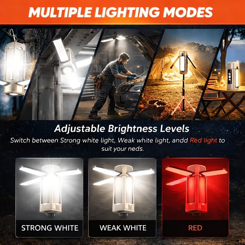 Magnetic LED Work Light Rechargeable Telescopic Inspection Light 7 Modes 360° Adjustable Foldable – Auto Repair Mechanic Camping Hiking Fishing Emergency Flashlight Tool
