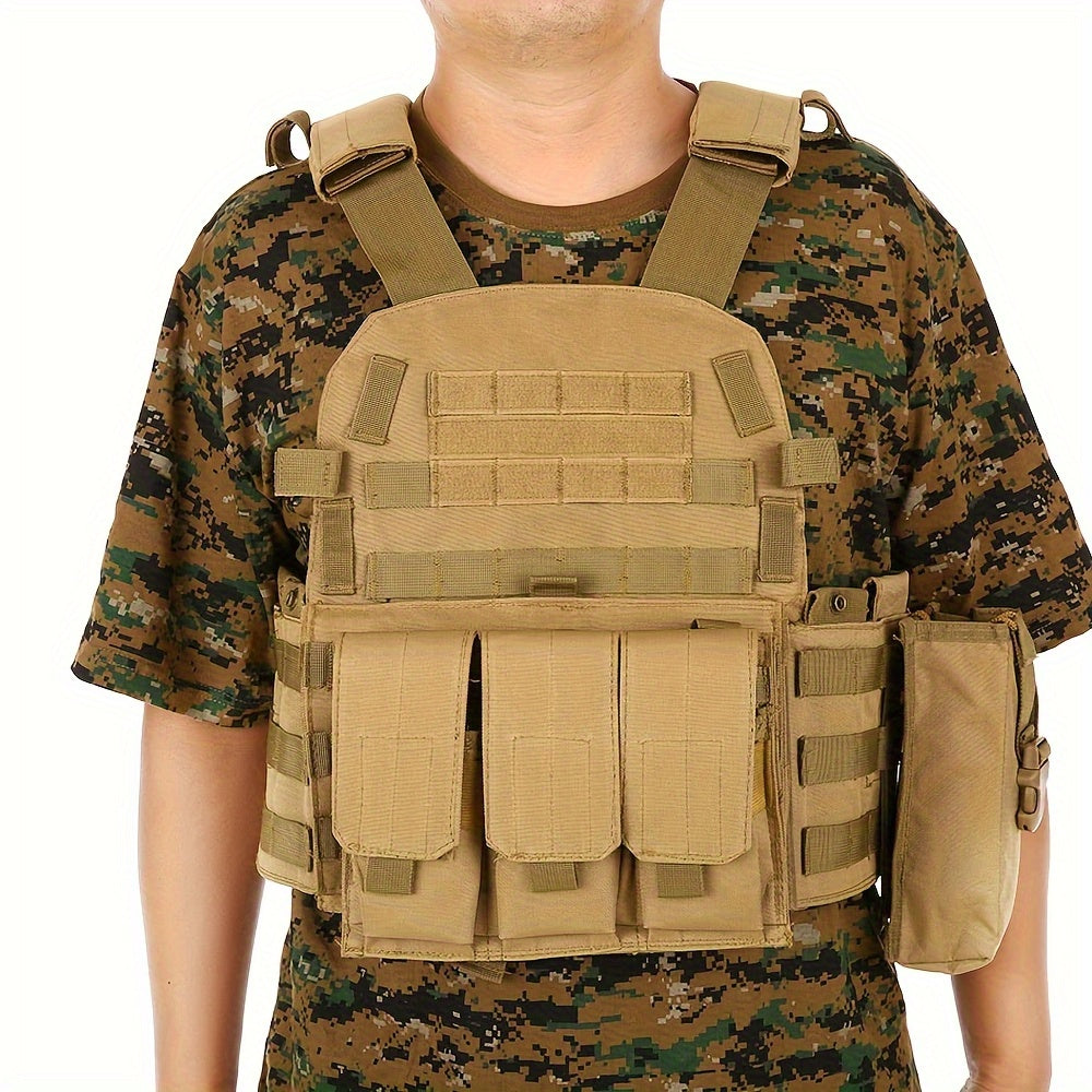 Tactical MOLLE Vest 6094 Multi-Functional Plate Carrier for Men - Outdoor Combat Training CS Airsoft Paintball Hunting Vest - Adjustable Military Green Black Army Green Brown Mud Color