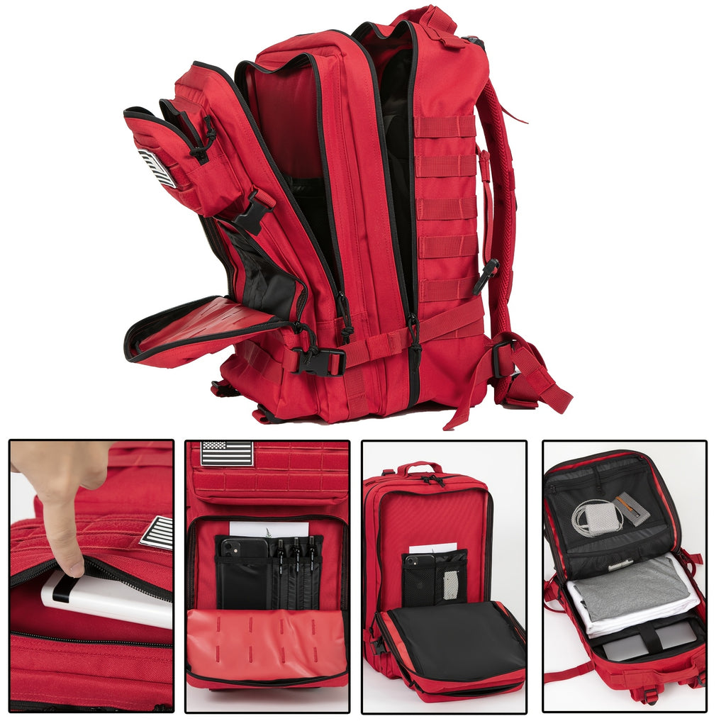 Large Tactical Travel Backpack Carry-On Approved Laptop Compartment Heavy Duty Rucksack Multiple Pockets 13 Colors Hiking Camping School Work Men Women 45L