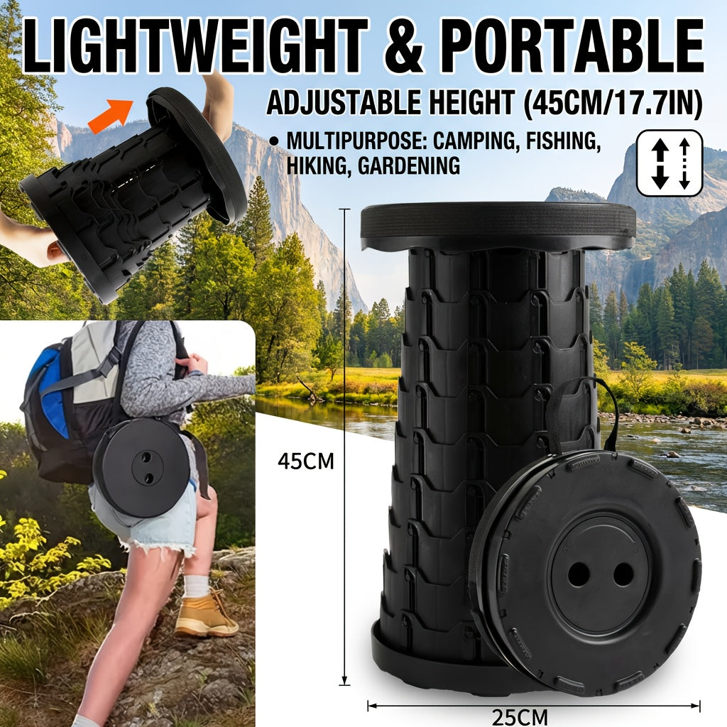 Collapsible Folding Stool 2 Pack 400lbs Capacity – Portable Telescopic Camping Stool ABS Plastic Compact Storage for Travel Camping Hiking Fishing Backyard BBQ (Black, Blue, Red+Blue)
