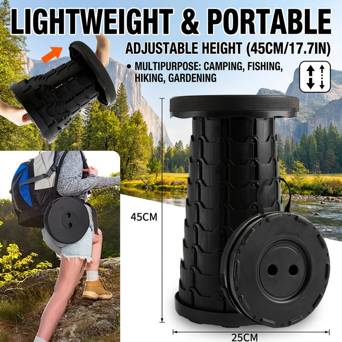 Collapsible Folding Stool 2 Pack 400lbs Capacity – Portable Telescopic Camping Stool ABS Plastic Compact Storage for Travel Camping Hiking Fishing Backyard BBQ (Black, Blue, Red+Blue)