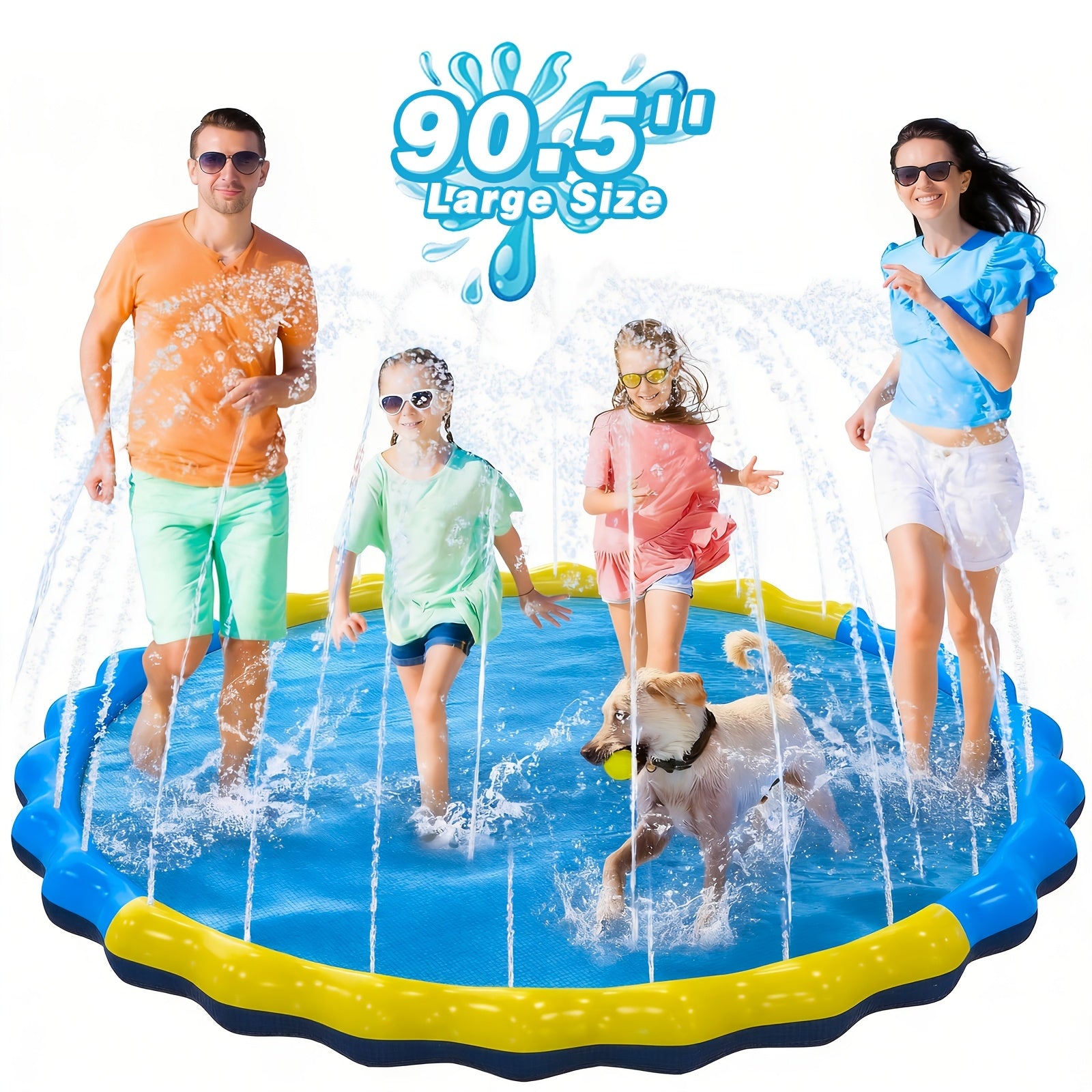 Kids Splash Pad Sprinkler & Play Mat - Extra Large Thicker Inflatable Wading Pool, Outdoor Summer Water Toy for Children Ages 3+, 66" to 90" Sizes