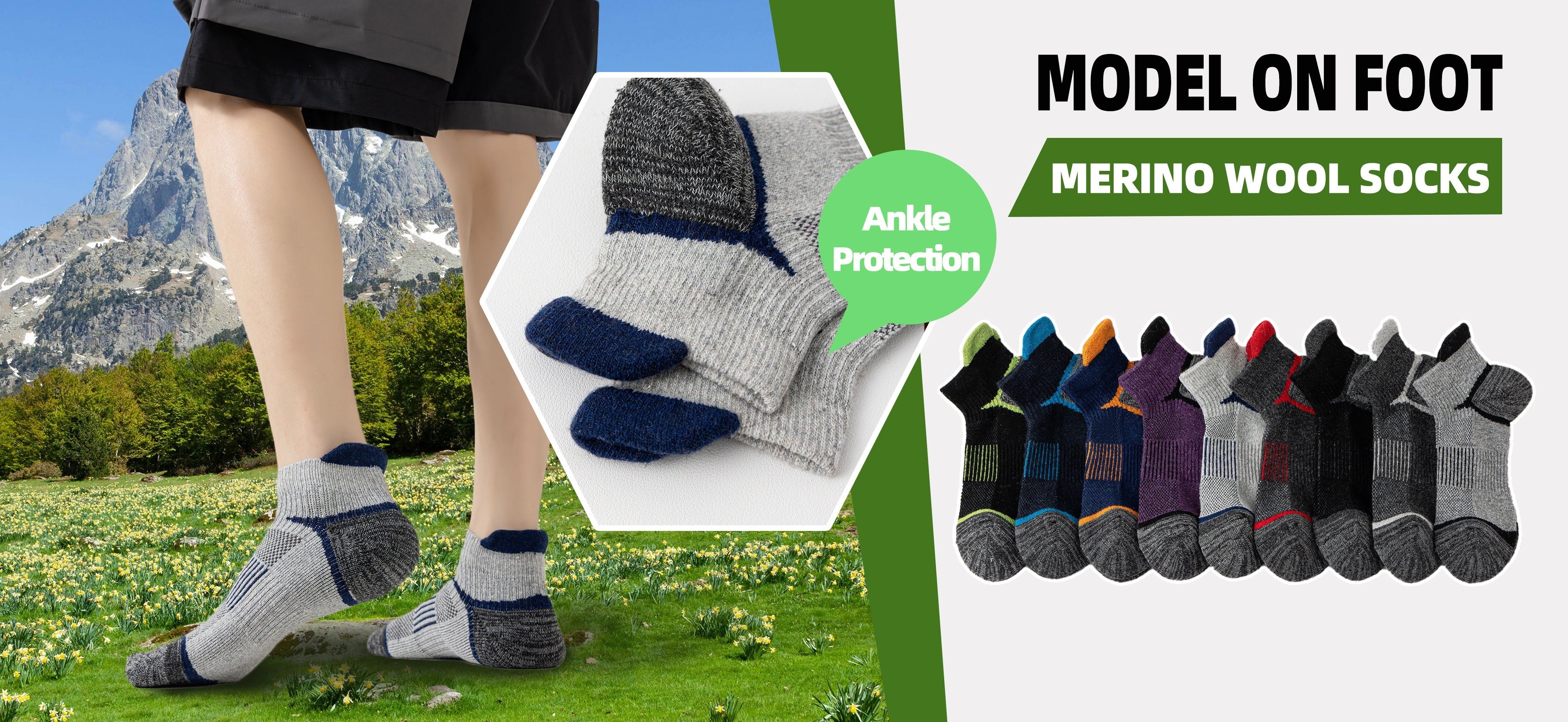 Merino Wool Hiking Ankle Socks 6 Pairs – Low Cut Thick Cushion Sweat-Absorbing Breathable for Running Work Outdoor Men Women M/L
