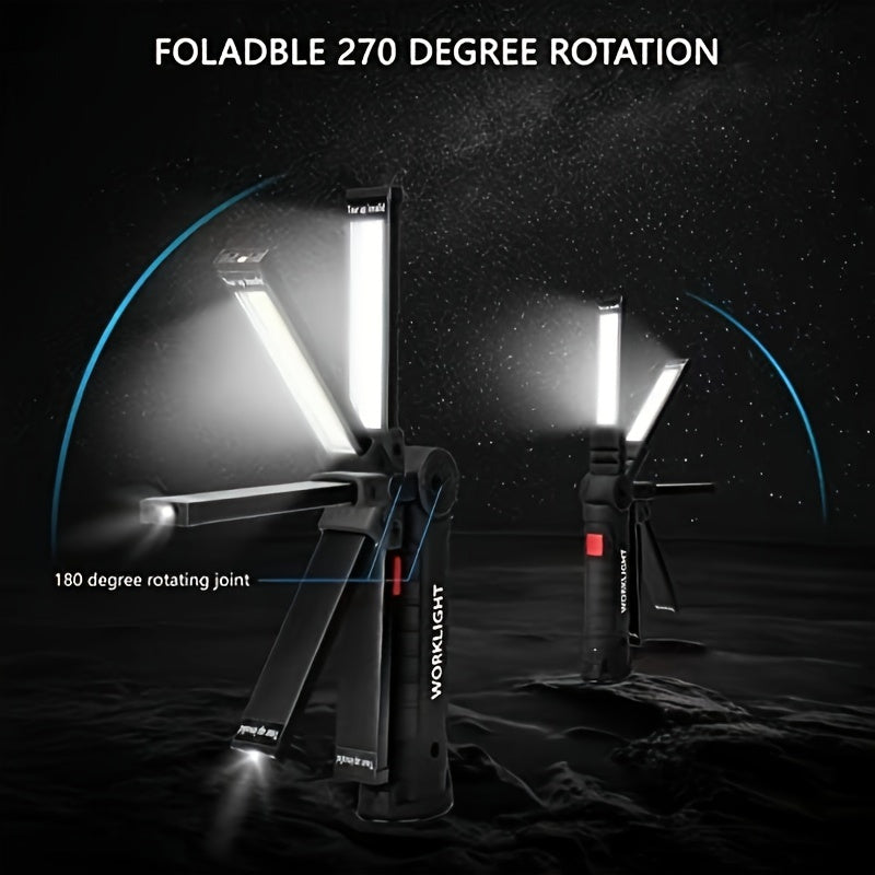 COB LED Rechargeable Work Light with Magnetic Base Multi-Pack - Portable Hanging Flashlight for Camping Garage Yard Emergency - Solar Front Mini Work Light Combo Sets