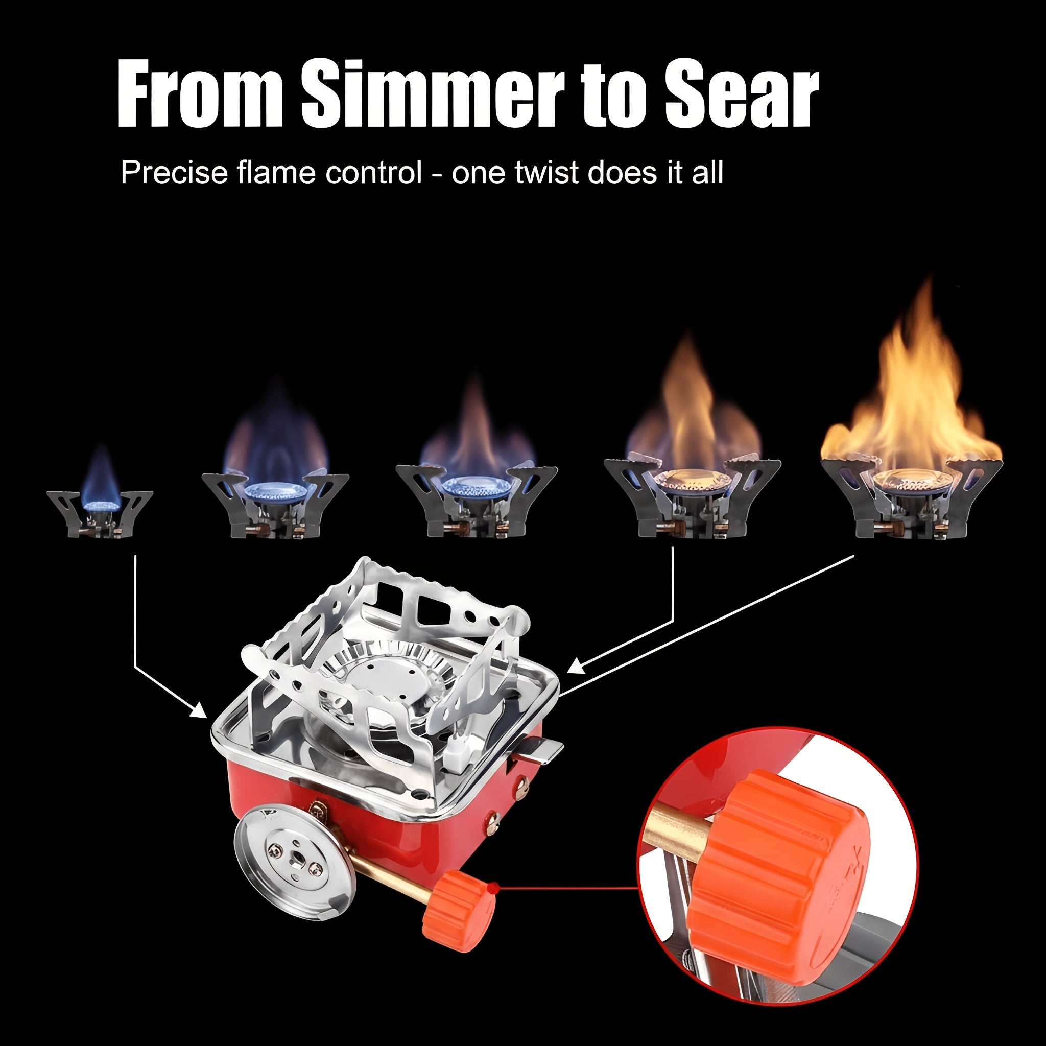Stainless Steel Mini Folding Camp Stove – Portable Windproof Butane Gas Stove with Adjustable Flame for Camping, Hiking, Picnics & Outdoor Cooking