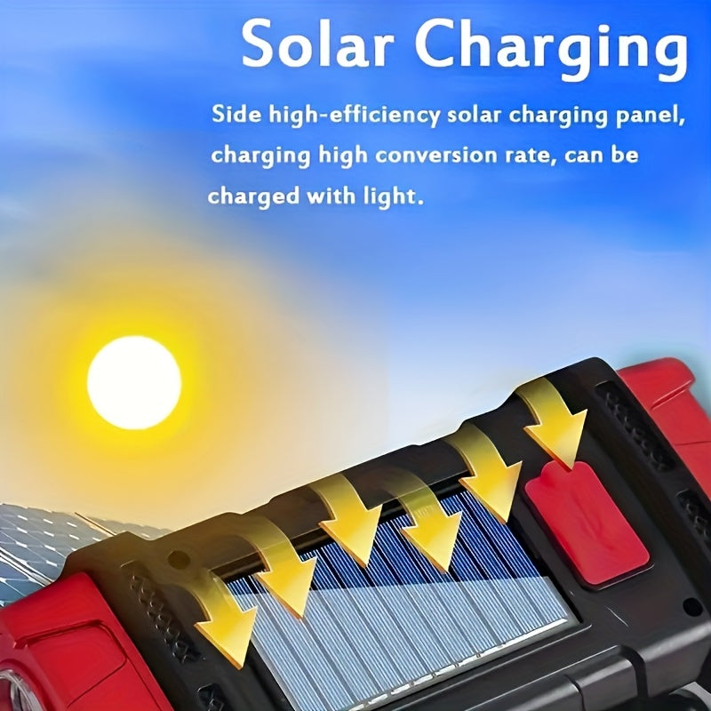 Solar Camping Flashlight Rechargeable USB LED Torch with Power Bank Function Long Battery Life Portable Waterproof for Camping Hiking Outdoor Emergency Survival Gear