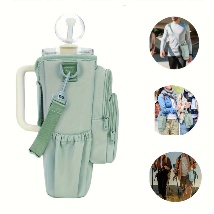 40oz Insulated Water Bottle Carrier Sling Bag with Phone Pocket – Hands-Free Adjustable Strap for Dog Walking Gym Travel Outdoor Men Women