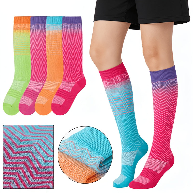 Women's Compression Socks 4 Pair Plus Size – Extra-Wide Extra-Long Graduated Compression Socks for Pregnant Women Nurses Running Cycling Yoga Hiking Travel 80% Polyamide 20% Elastane Flower Pattern 2XL 3XL 4XL