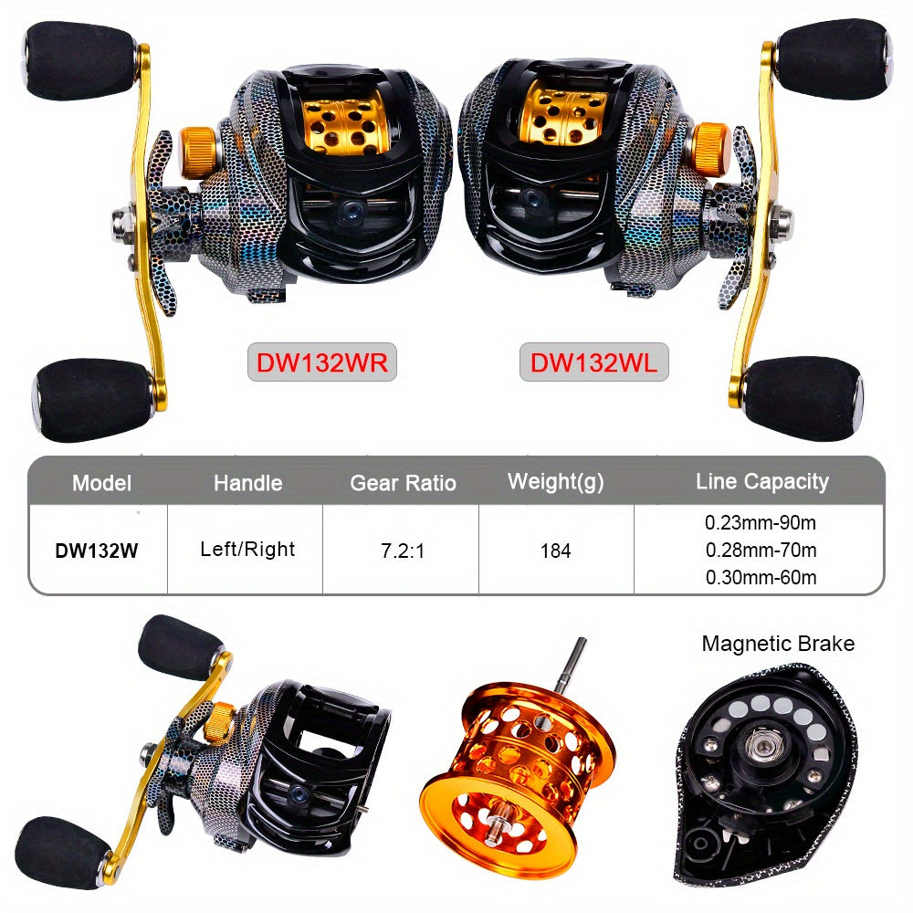 Ambidextrous Baitcasting Fishing Reel Left Right Hand – Aluminum Alloy High-Performance Bearings for Freshwater Saltwater Bass Fishing Men Women